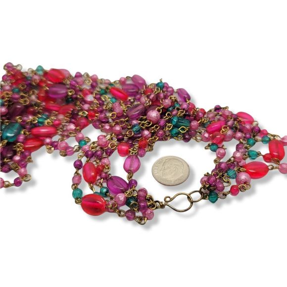 Vintage Resin Eyeful(tm) 5 strand bead, gold-tone wire & Earring Set 27" - Picture 7 of 7